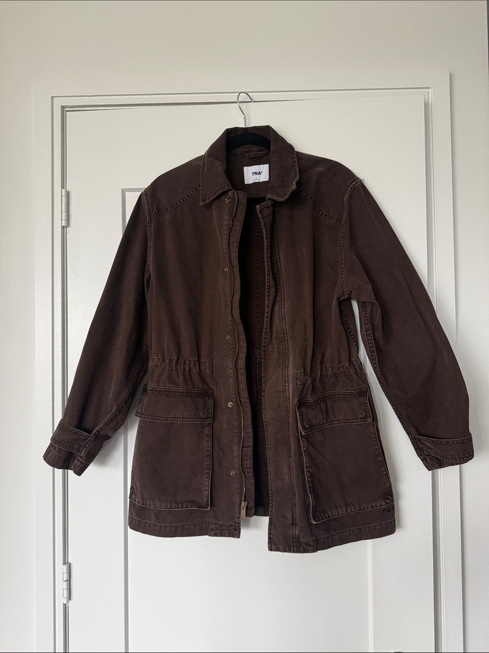 TNA Chocolate Brown Utility Jacket with Front Flap Pockets